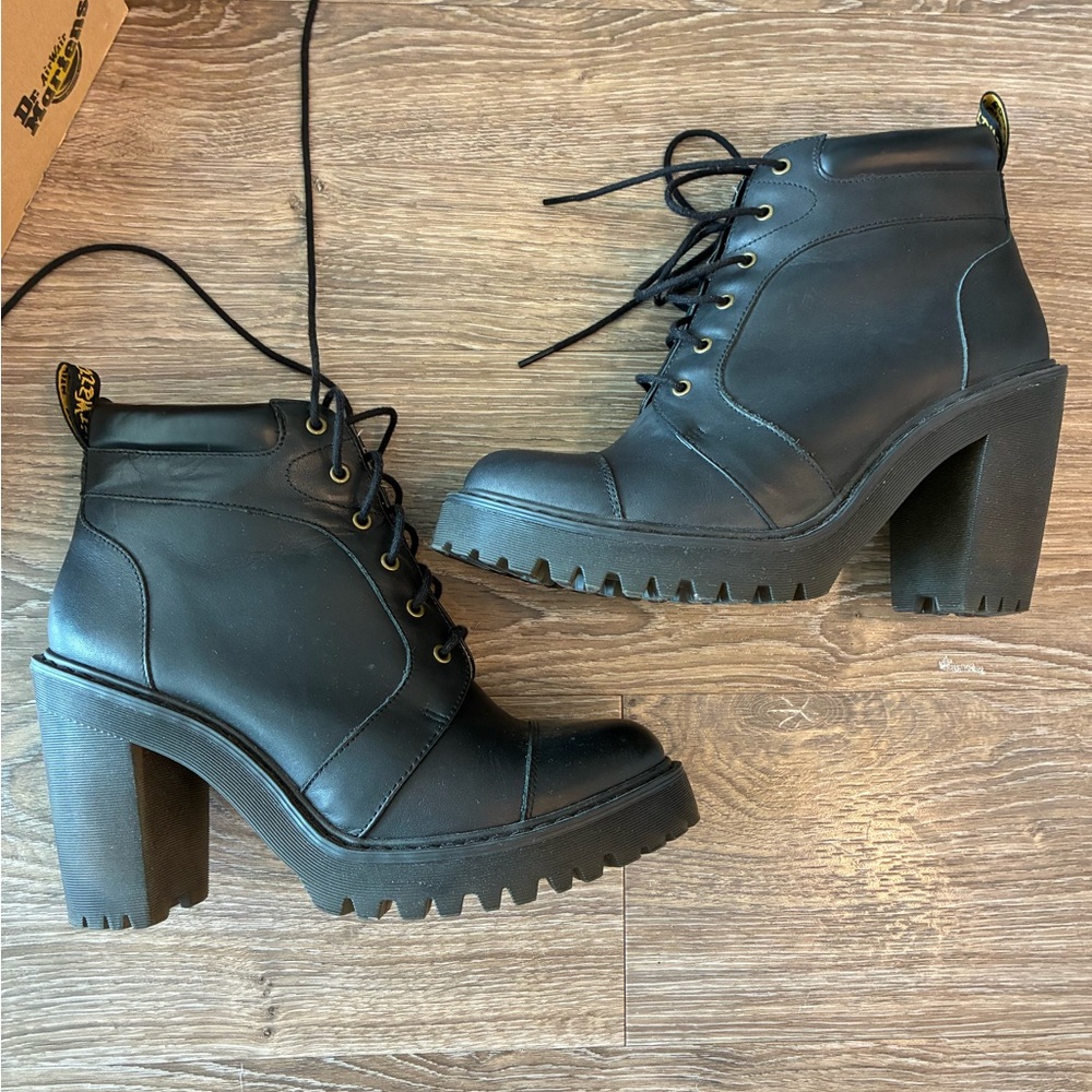 Dr. Martens Black Lace Up High Heel Boots - Picture 6 of 6
